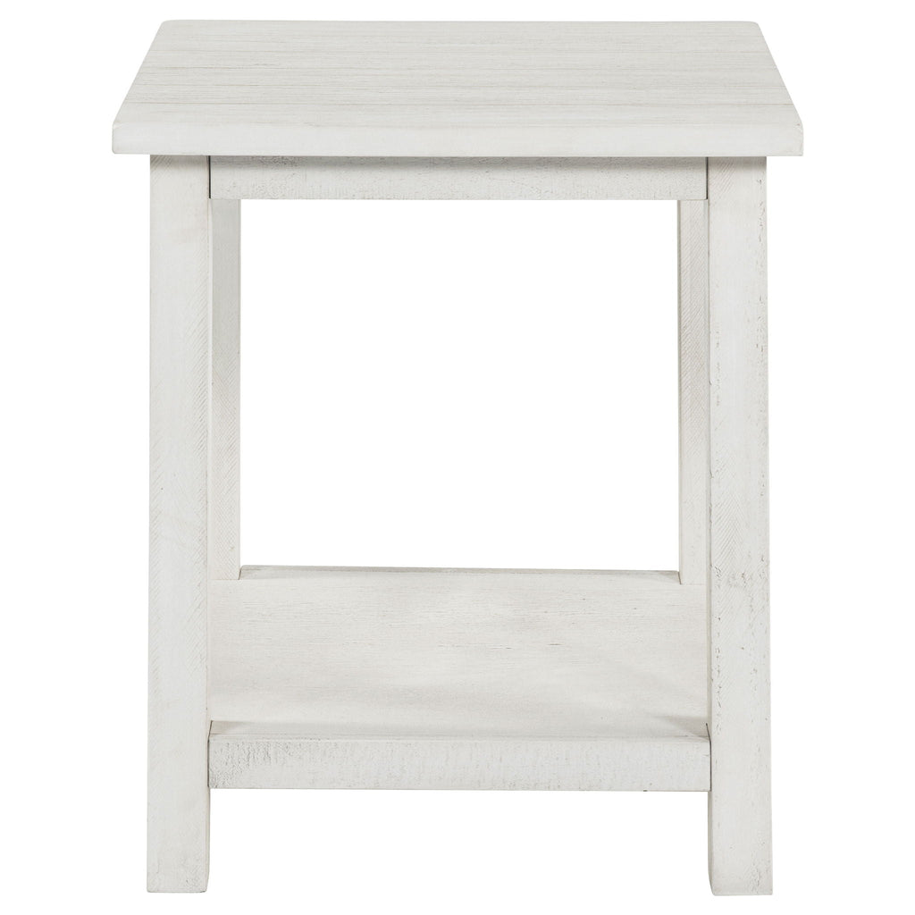 Payne Wood End Table with Shelf Distressed White