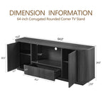 Modern Wavy TV Stand Rounded Sideboard With Storage Cabinet