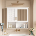 2 In 1 Wall-Mounted Mirror Cabinet With Adjustable Shelves, Soft-Close Doors, High-Definition Mirror & Storage