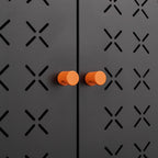 Grid Double Door Shoe Cabinet With Adjustable Compartments And Moisture-Proof Design In Metal