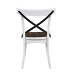 2 Pieces Set Dining Side Chair Rustic Modern Farmhouse Design Retro Design With Metal X Design - Antique Dark Oak / Antique White
