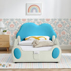 Cute Cloud Shape Bed With Guardrails Cartoon Design, Storage Pocket