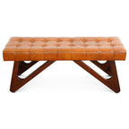 Mia - Bench With Buttons - Brown / Rustic