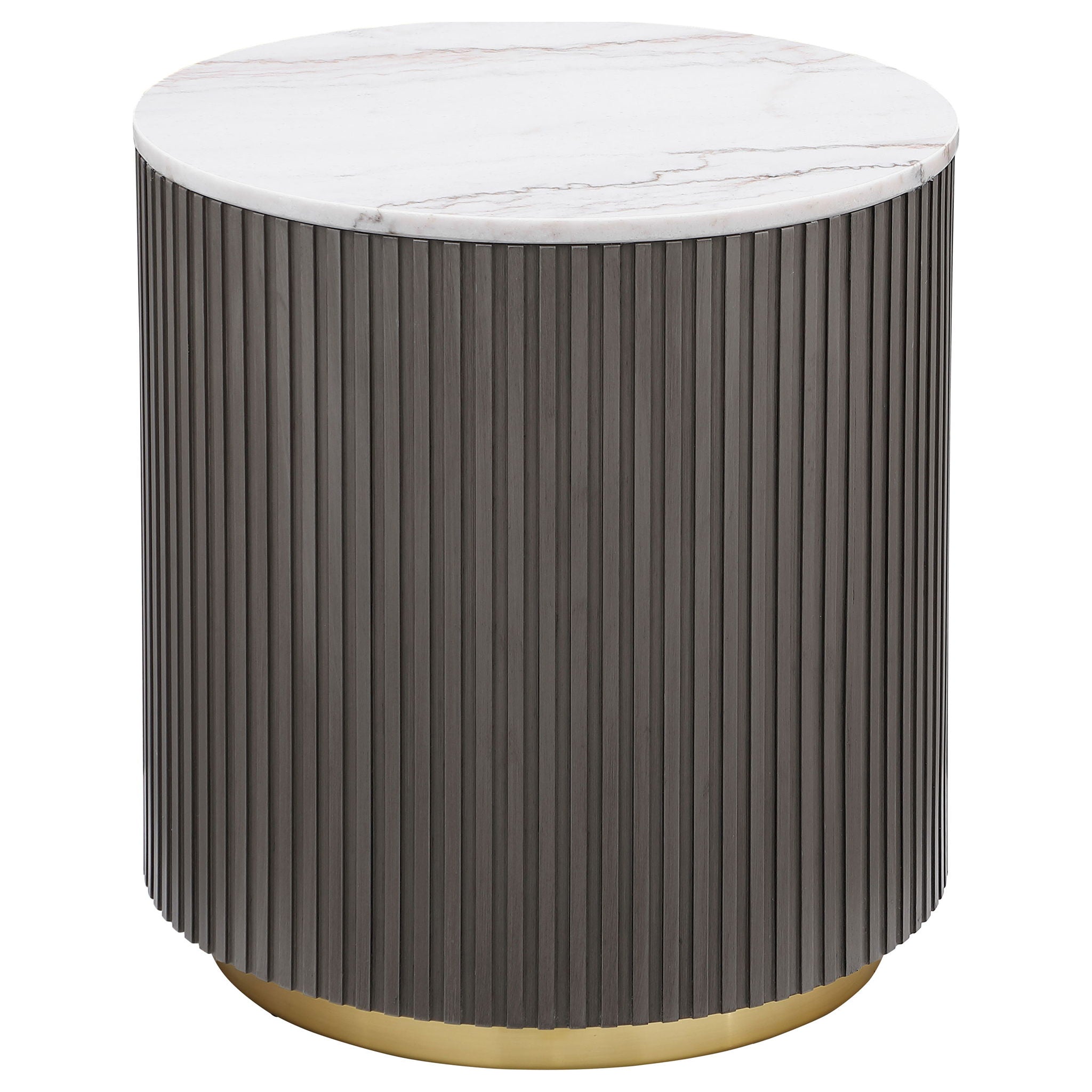 Jason 2-piece Round White Marble Coffee Table Set Charcoal