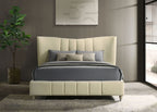 Evelyn Upholstered Queen Panel Platform Bed Ivory