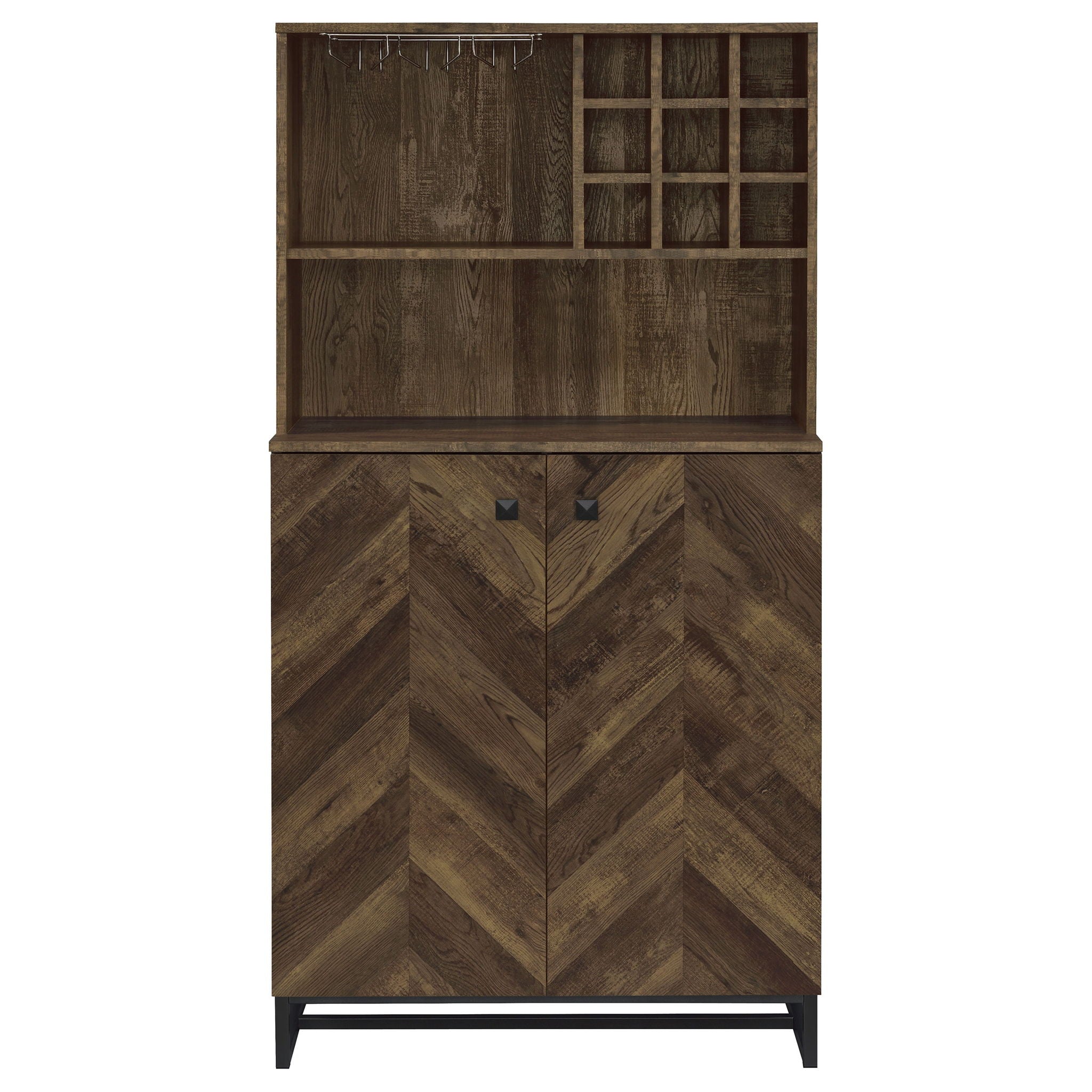 Mendoza 2-door Home Bar Cabinet Wine Storage Rustic Oak