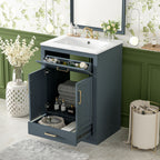 Modern Bathroom Vanity With Integrated Ceramic Sink, 2 Door Cabinet With Tip-Out Drawer