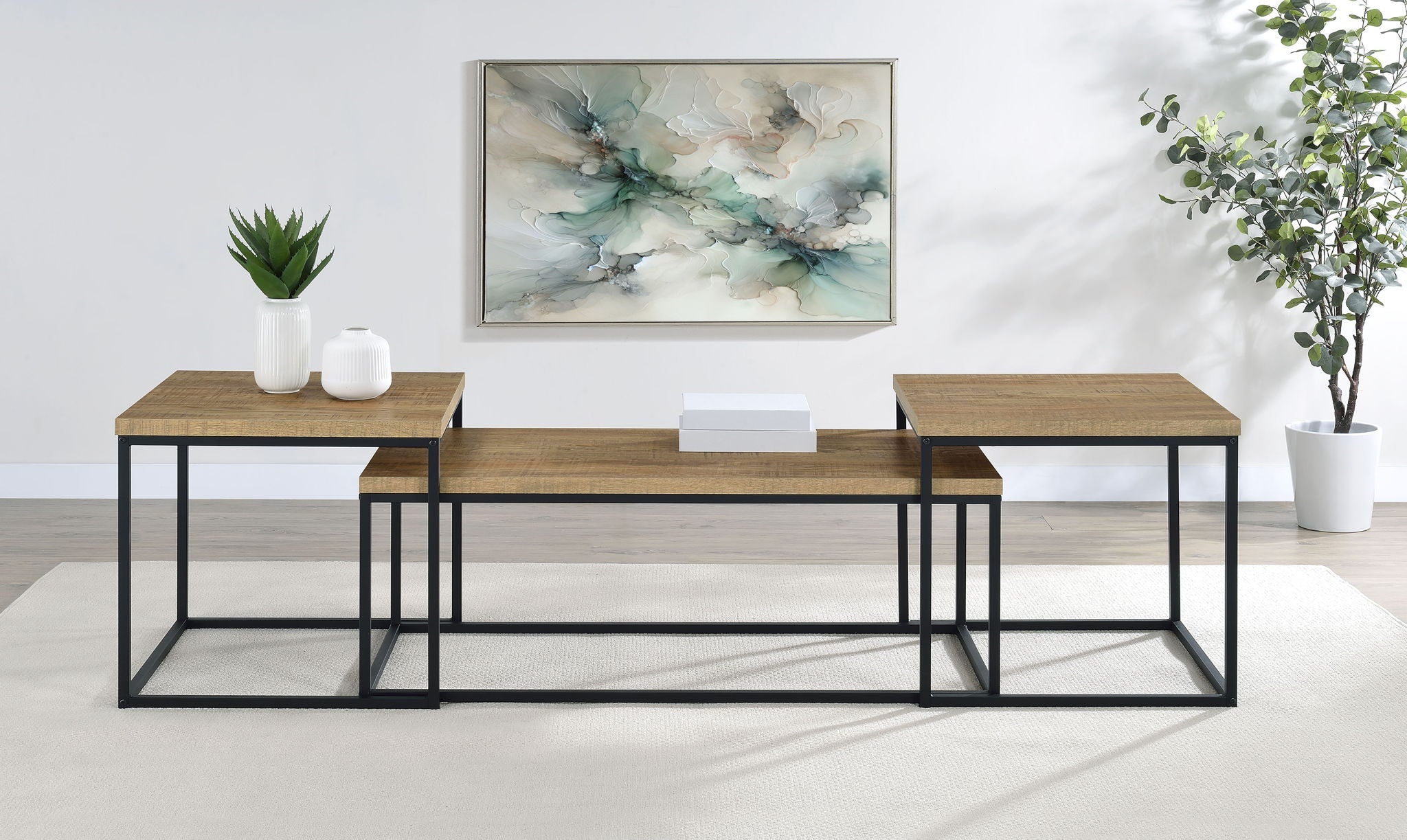 Straden 3-piece Engineered Wood Coffee Table Set Mango and Black