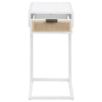 Amherst 1-drawer Radio Weave Cane Metal Side Table White
