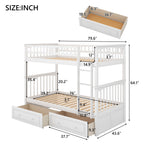 Twin Over Twin Bunk Bed With Drawers, Convertible Beds