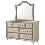 Antonella 7-drawer Upholstered Dresser with Mirror Ivory