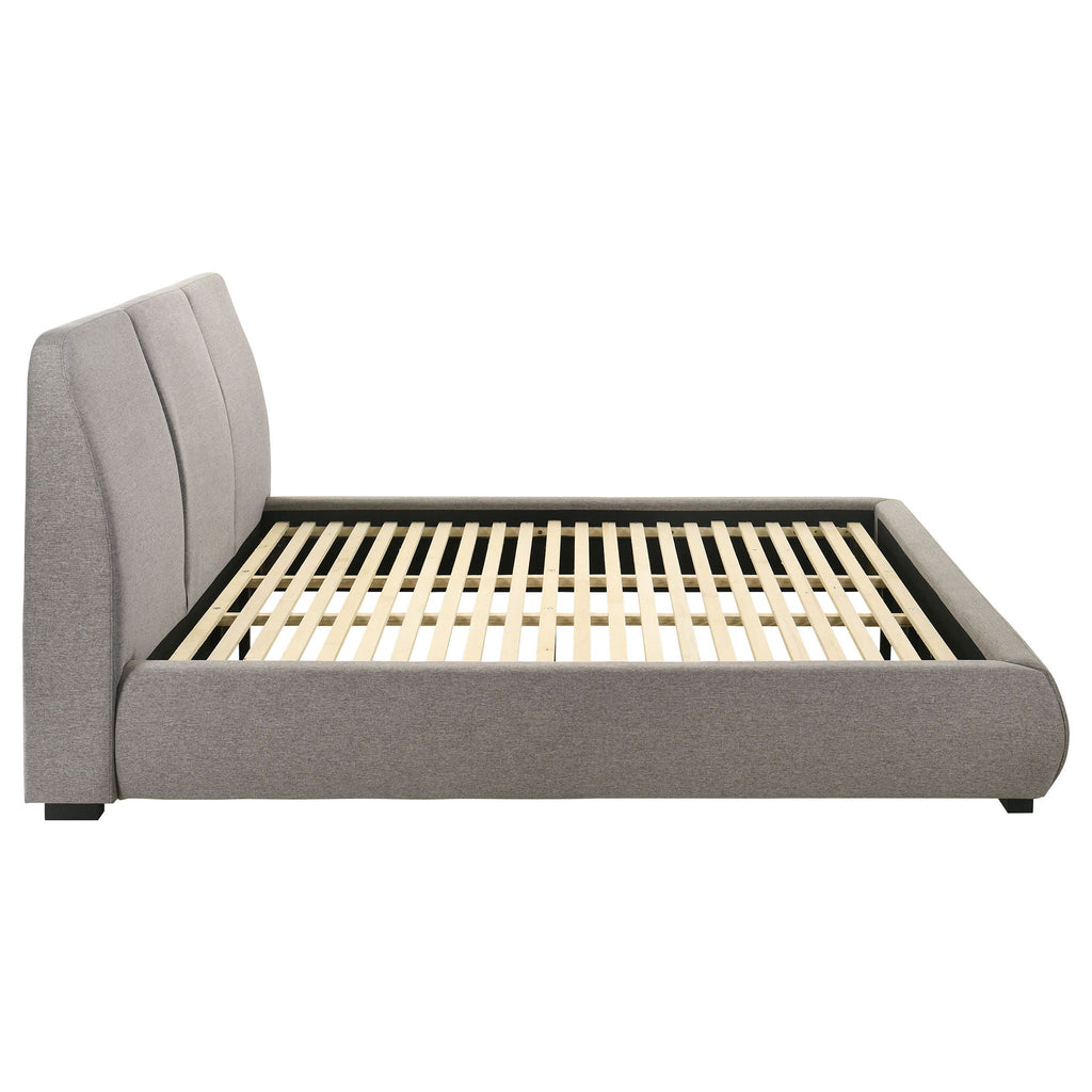 Mokena 46-inch Upholstered Eastern King Platform Bed Taupe