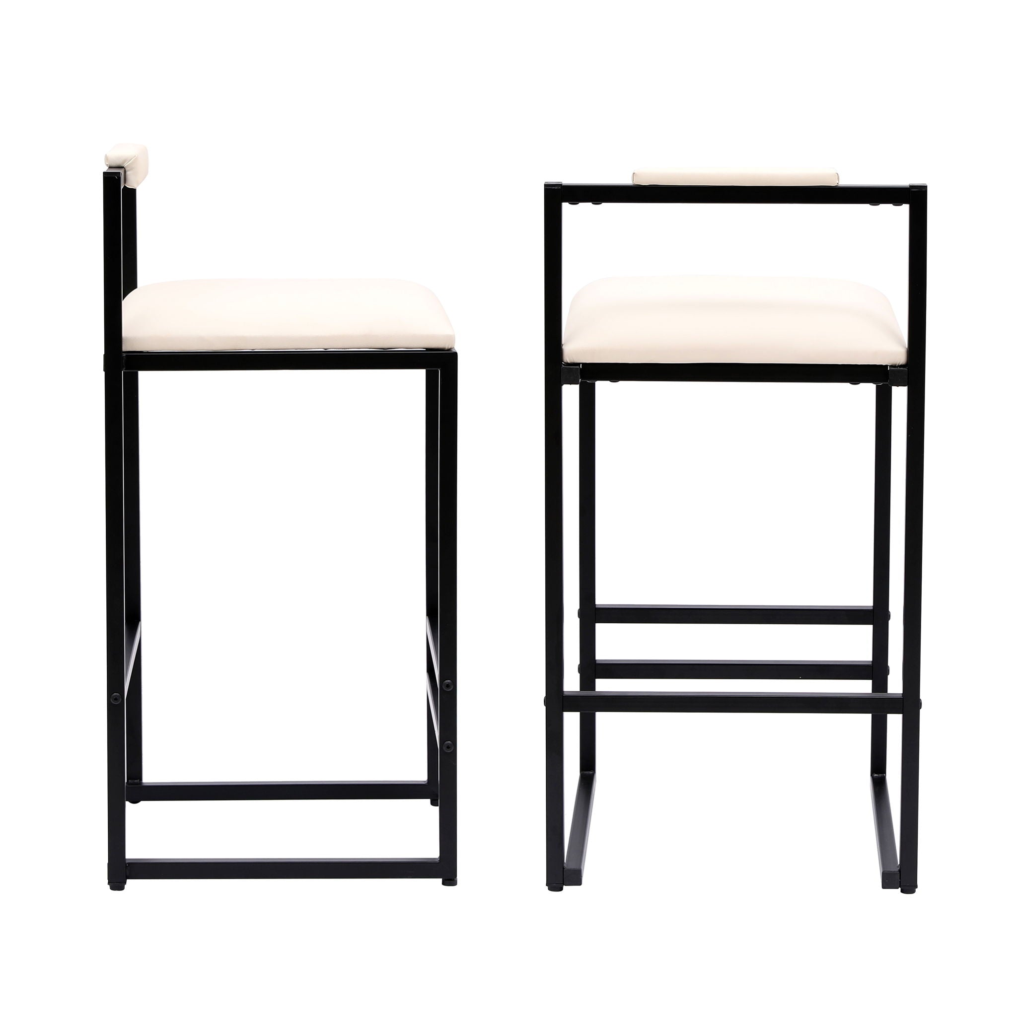 Elegant Bar Stool Set With Backrest And Footrest, Counter Height (Set of 2)