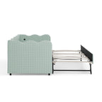 Gingham Daybed With USB Charging Port, Wave Shaped Design