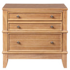 Hazel - 3 Drawer Side Table For Living Room, Hallway, Entryway Solid Wood With Silver Handles - Natural