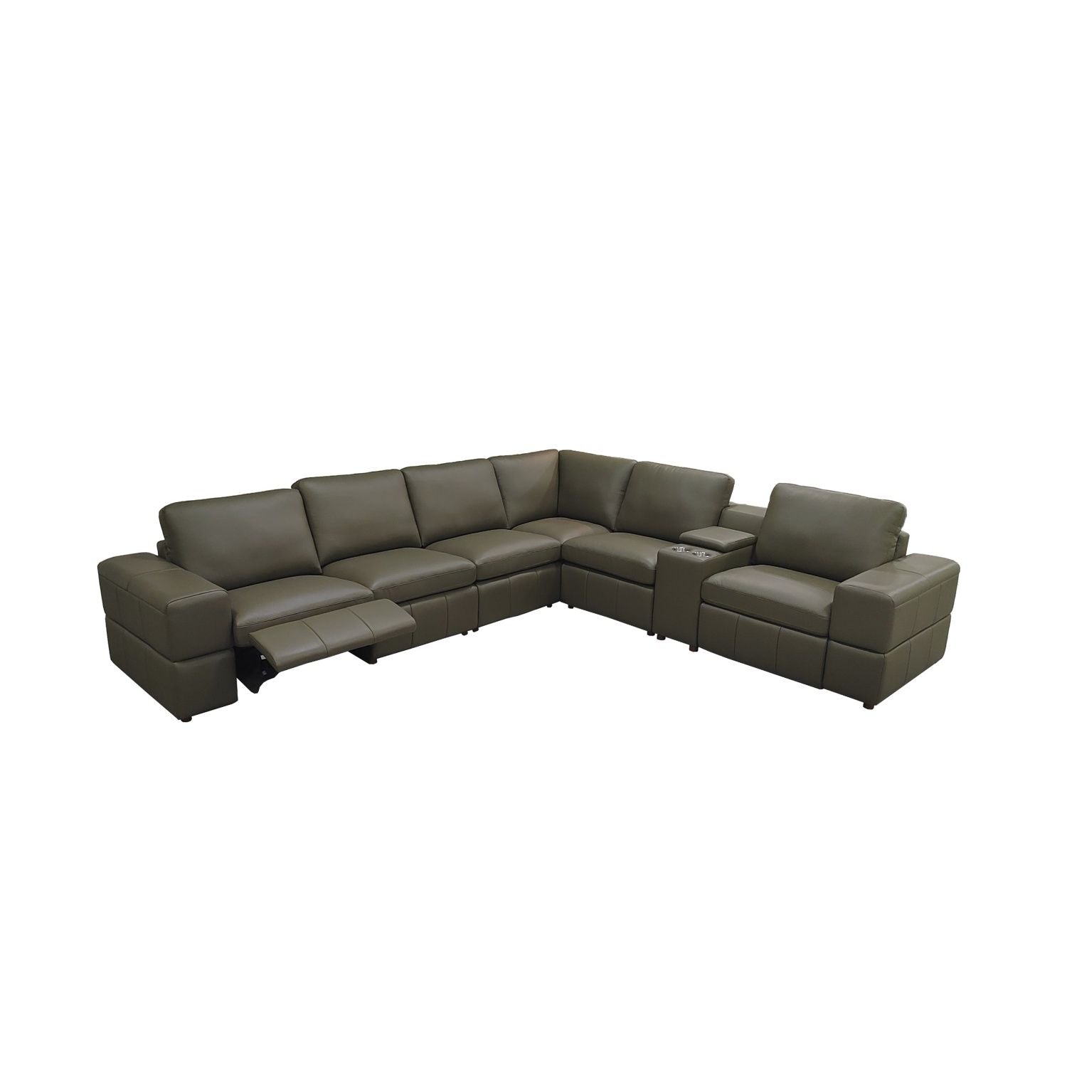 Upholstered Large Arms Sectional With Recliner Seats