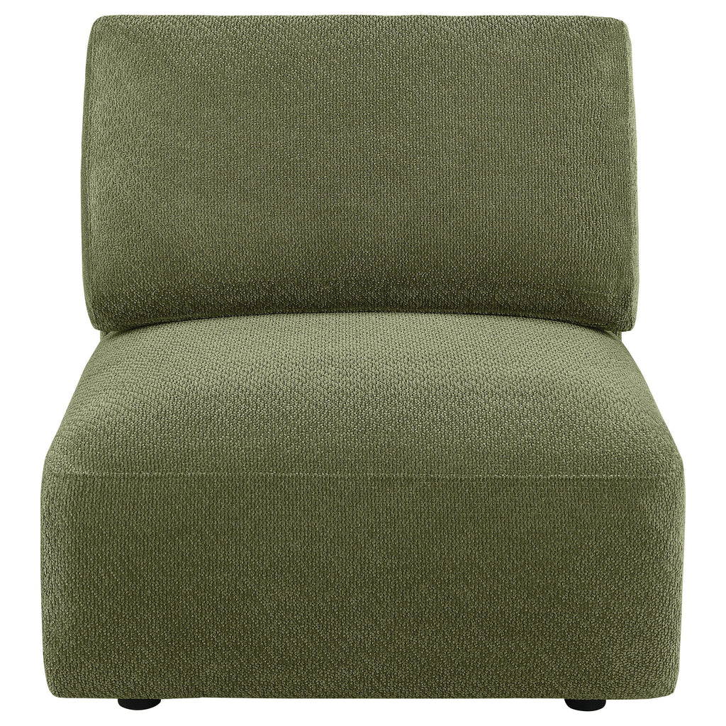 Elysia Chenille Upholstered Modular Armless Chair Green