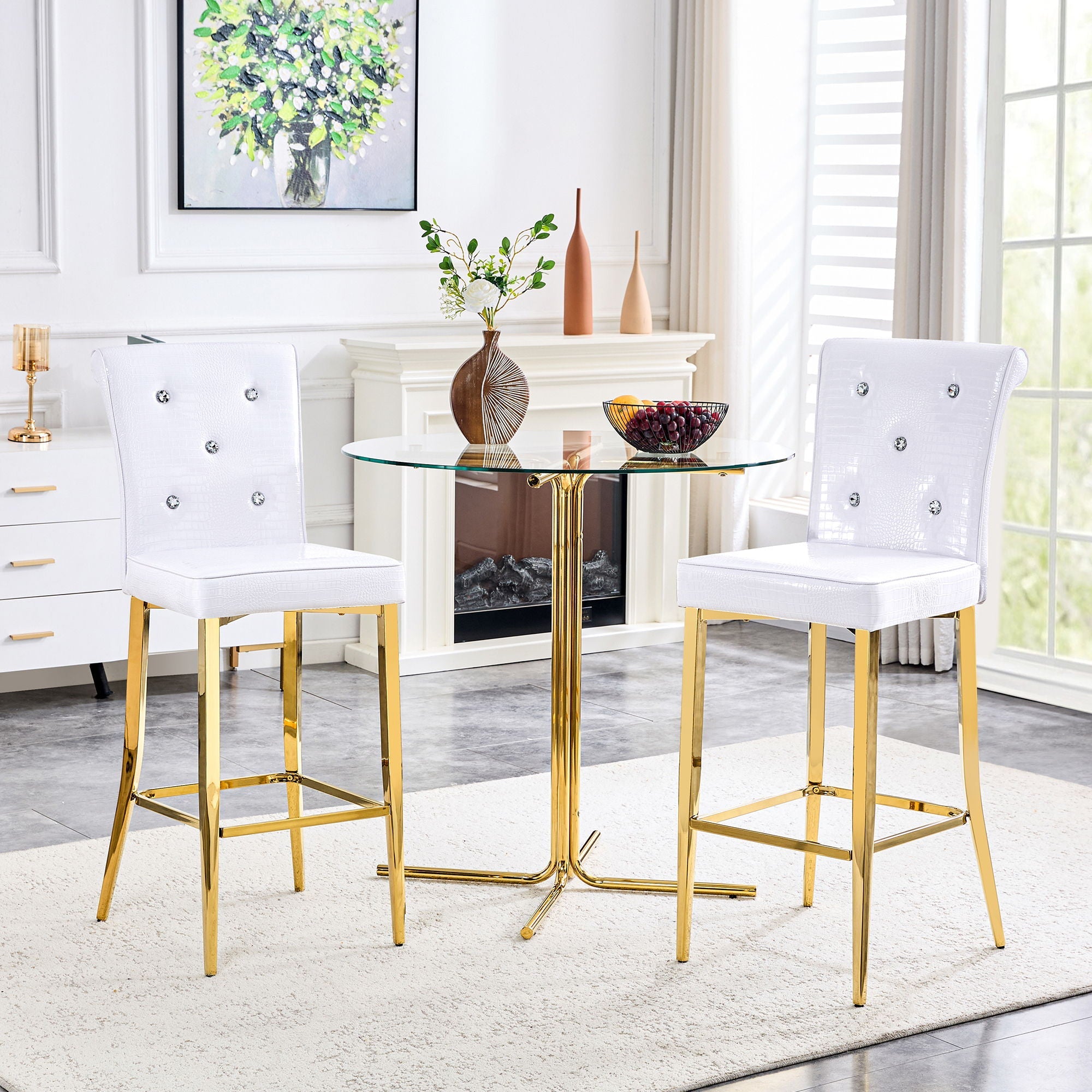 Bar Chairs With Crystal Clasp Design (Set of 2)
