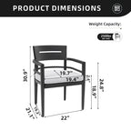 Outdoor Patio Dining Chairs With Outdoor Grade Sunbrella Fabric Cushions, Tapered Feet (Set of 4) - Ember Black