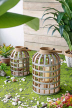 Decorative Lantern With Handle, Wooden Lantern For Indoor Outdoor, Home Garden Wedding