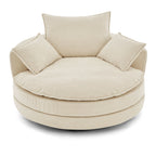 360° Swivel Accent Barrel Chair With Dual Layer Cushion And 3 Removable Pillows