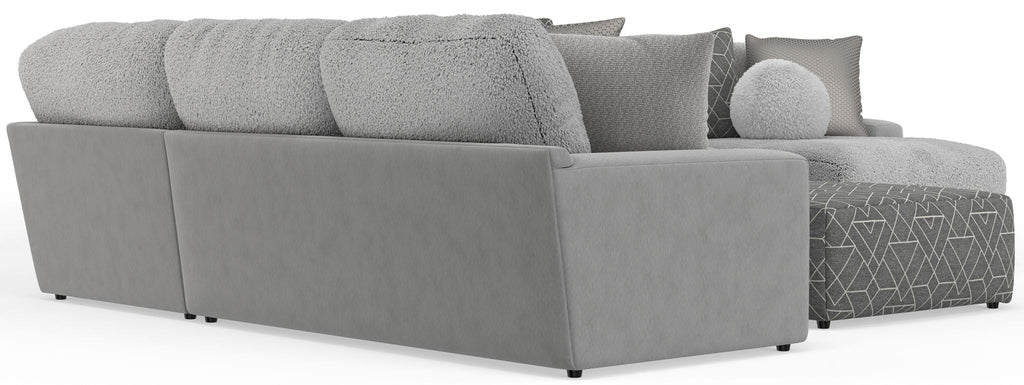 Canyon - 4 Piece Sectional With Cuddler Seat Cushions, Included Accent Pillows And Cocktail Ottoman (Right Side Facing Chaise) - Platinum