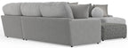 Canyon - 4 Piece Sectional With Cuddler Seat Cushions, Included Accent Pillows And Cocktail Ottoman (Right Side Facing Chaise) - Platinum