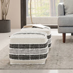 Barley - Square Pouf - White / Beige / Black