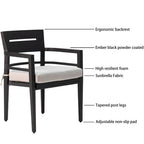 Outdoor Modern Dining Set, Chairs Sunbrella Cushioned And Dining Table With Umbrella Hole