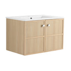 Wall Mounted Bathroom Vanity With Ceramic Sink And 2 Soft Closing Doors