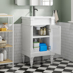 Bathroom Vanity With Sink, Storage Cabinet With Door, Drop In Sink, Compact Freestanding Design