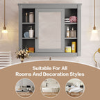 Wall Mounted Bathroom Storage Cabinet With Mirror, Cabinet With 6 Open Shelves And Adjustable Interior