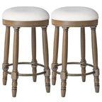 360° Swivel Wooden Barstools With Upholstered Seat, Counter Height (Set of 2)