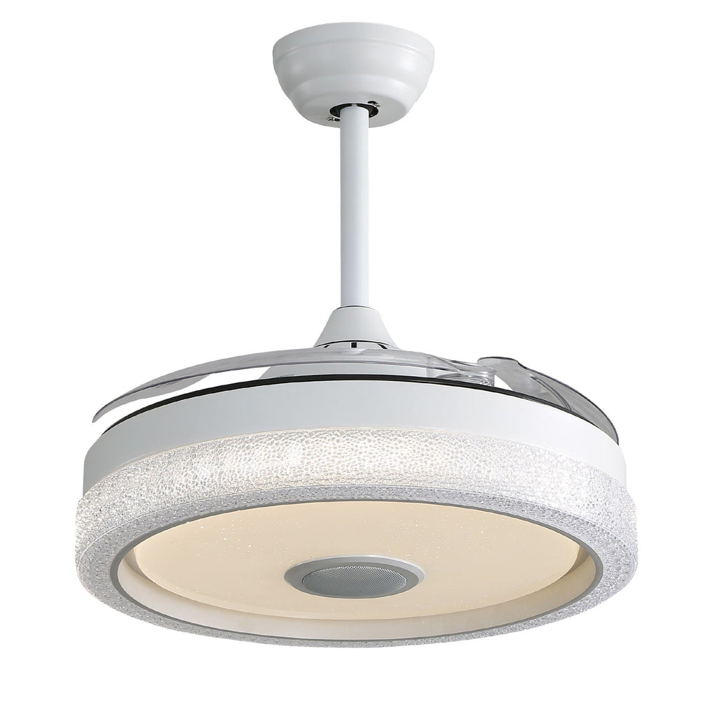 Invisible Ceiling Fan With Remote Control And 36W LED Light, 120V DC Motor, 3 Blades - White