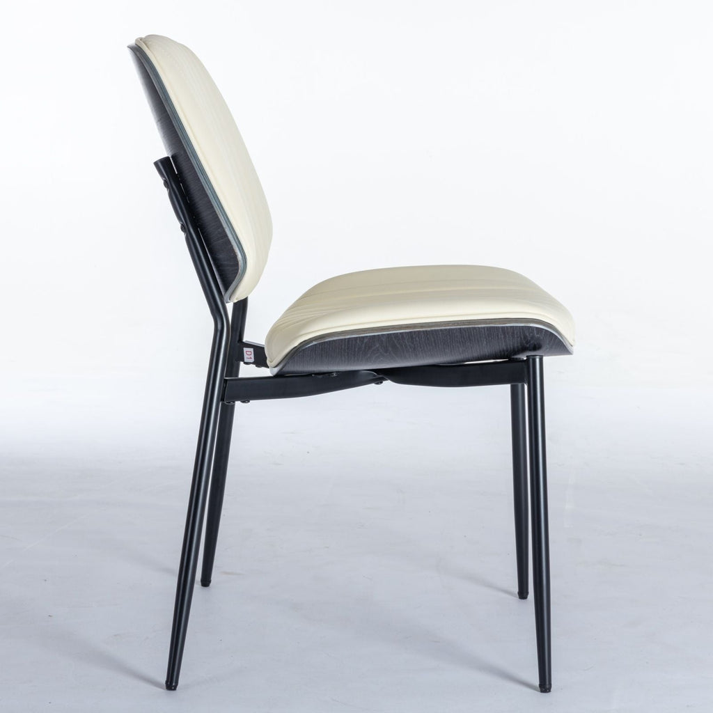 Dining Chairs (Set of 2) Mid-Century Modern Retro Chair With Walnut Bentwood Back Upholstered Seat Metal Legs Adjustable Foot For Kitchen Dining Room Chairs