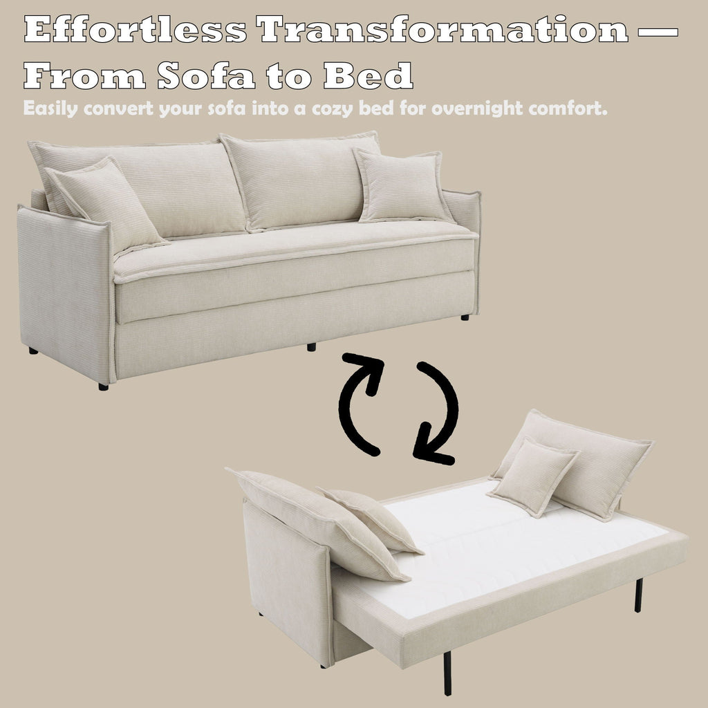 Elisea - Sleeper Sectional Sofa With 2 Toss Pillows - Beige
