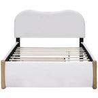 Upholstered Platform Bed With Wood Supporting Feet And Trundle