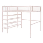 Loft Bed With 4 Tier Shelves And Storage