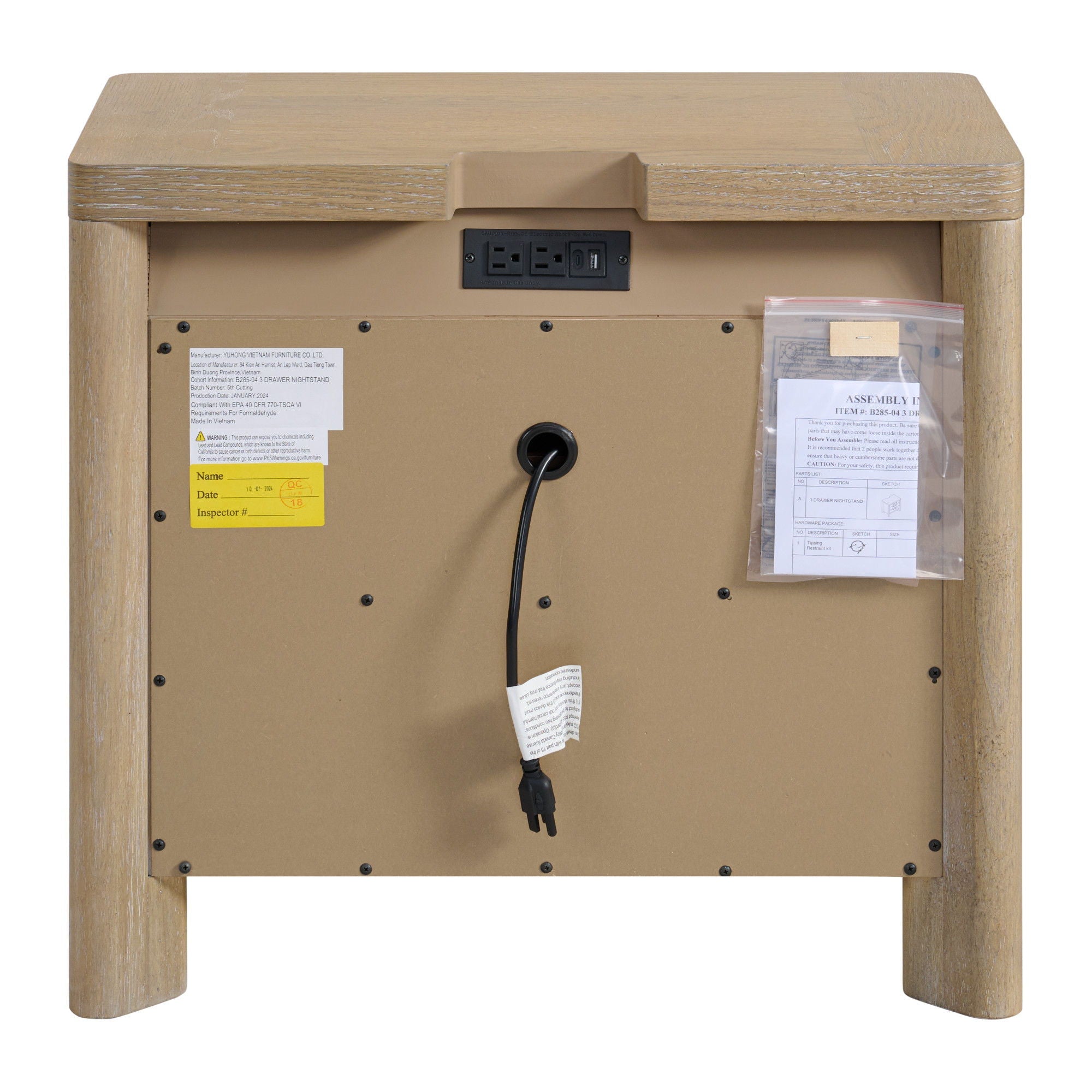 3 Drawer Nightstand - Tan