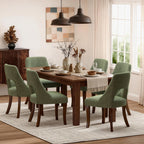 Upholstered Dining Chair With Curved Legs (Set of 2) - Green