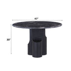 Kinton - Round Dining Table With Natural Marble Top - Black
