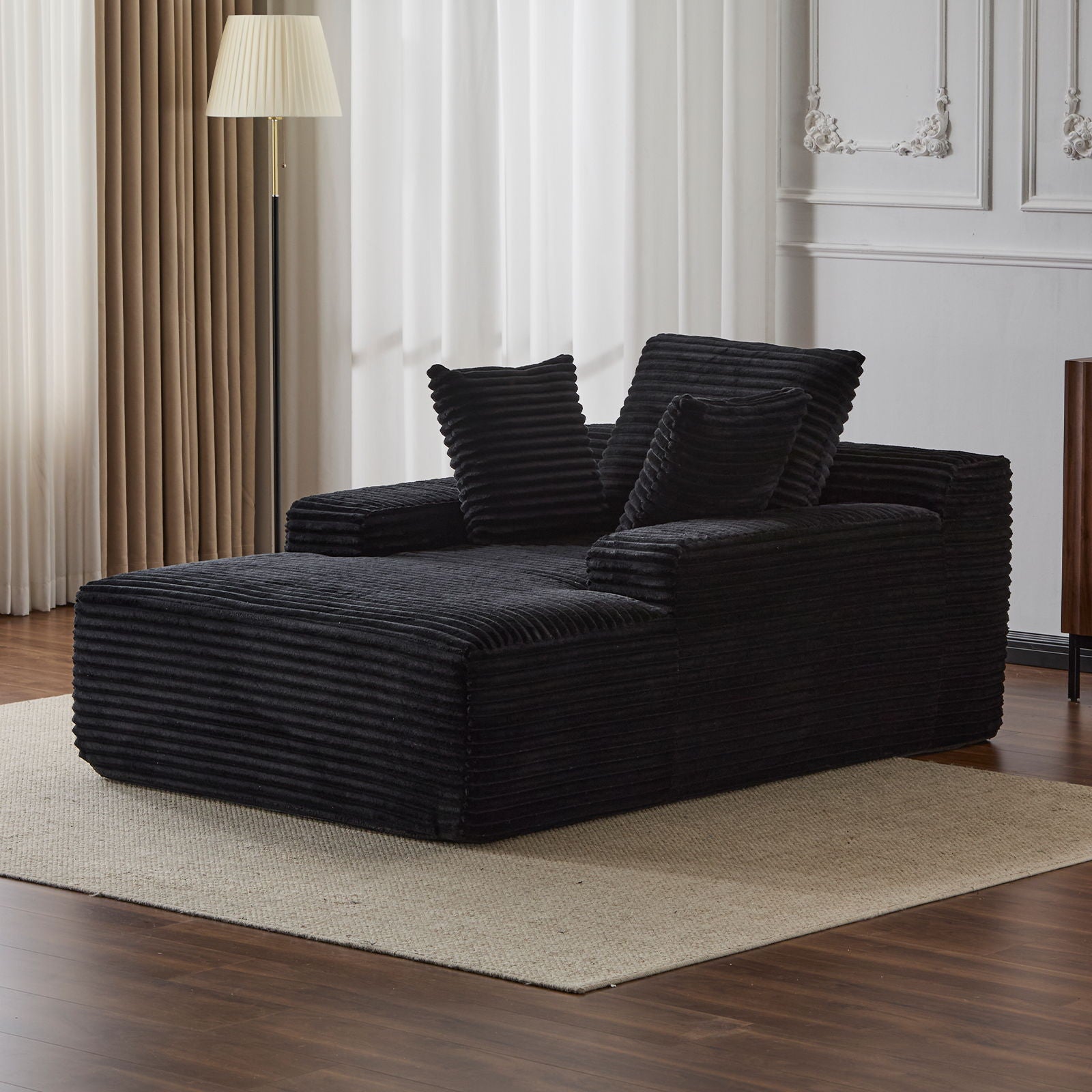 Oversized Chaise Lounge Chair Cozy Cloud Couch With 3 Throw Pillows And Wide Armrest
