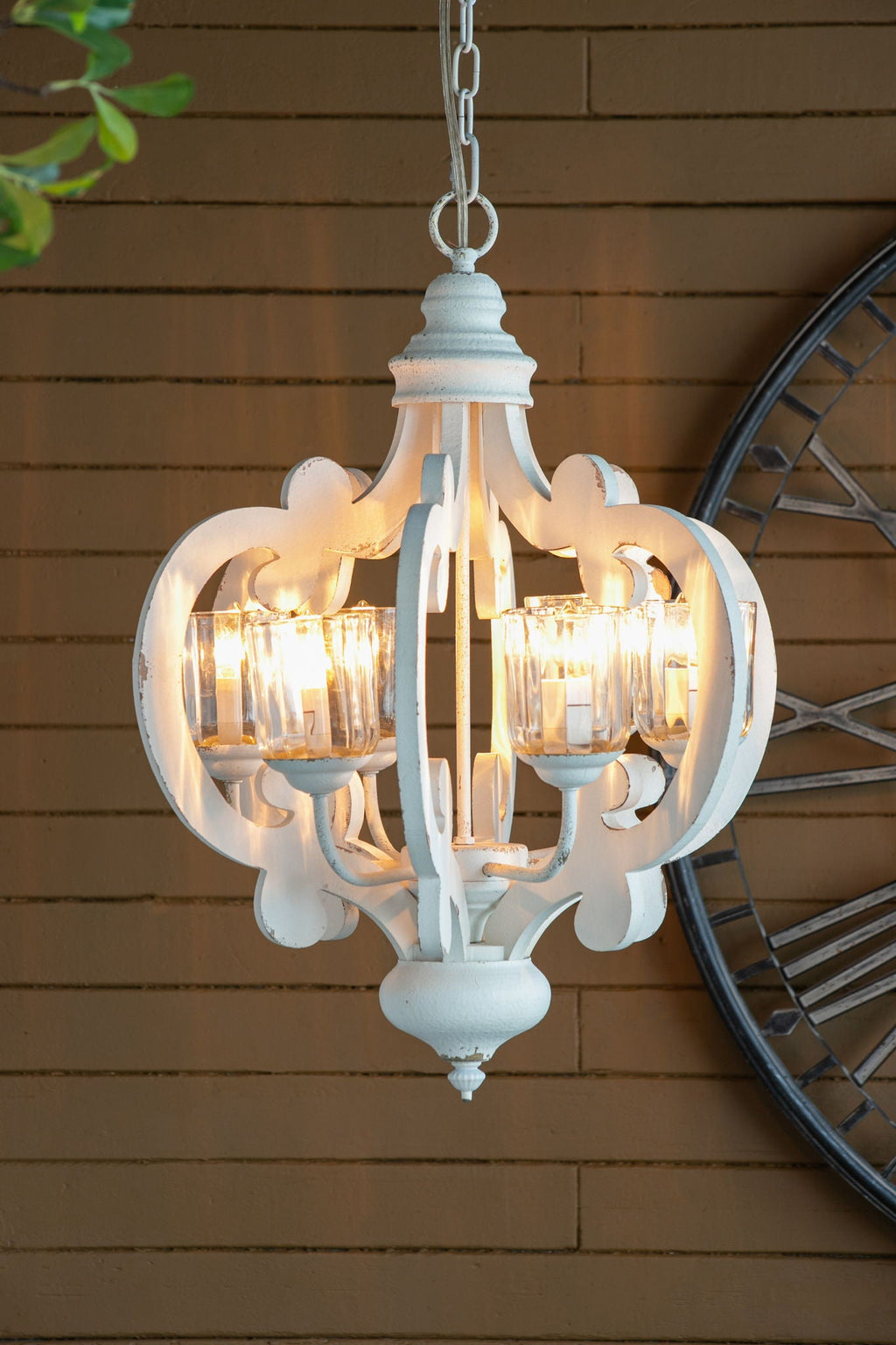 Farmhouse Chandelier, 6 Light Wood Chandelier Pendant Light Fixture With Adjustable Chain For Dining Room Living Room Entryway, Bulb Not Included