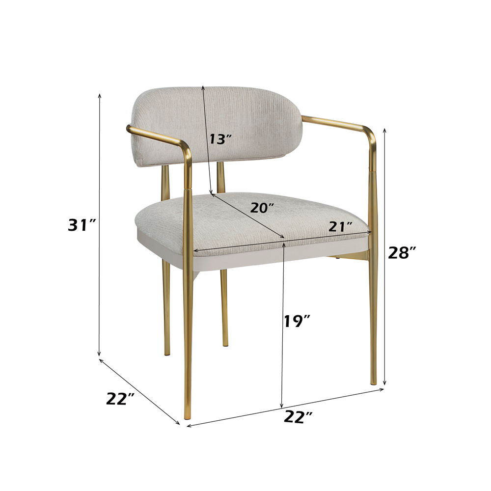 Zayn - Arm Chair (Set of 2) - Beige Chenille & Gold