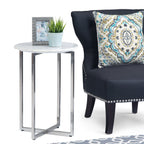 Marsden - Side Table With Polished Base - White / Silver