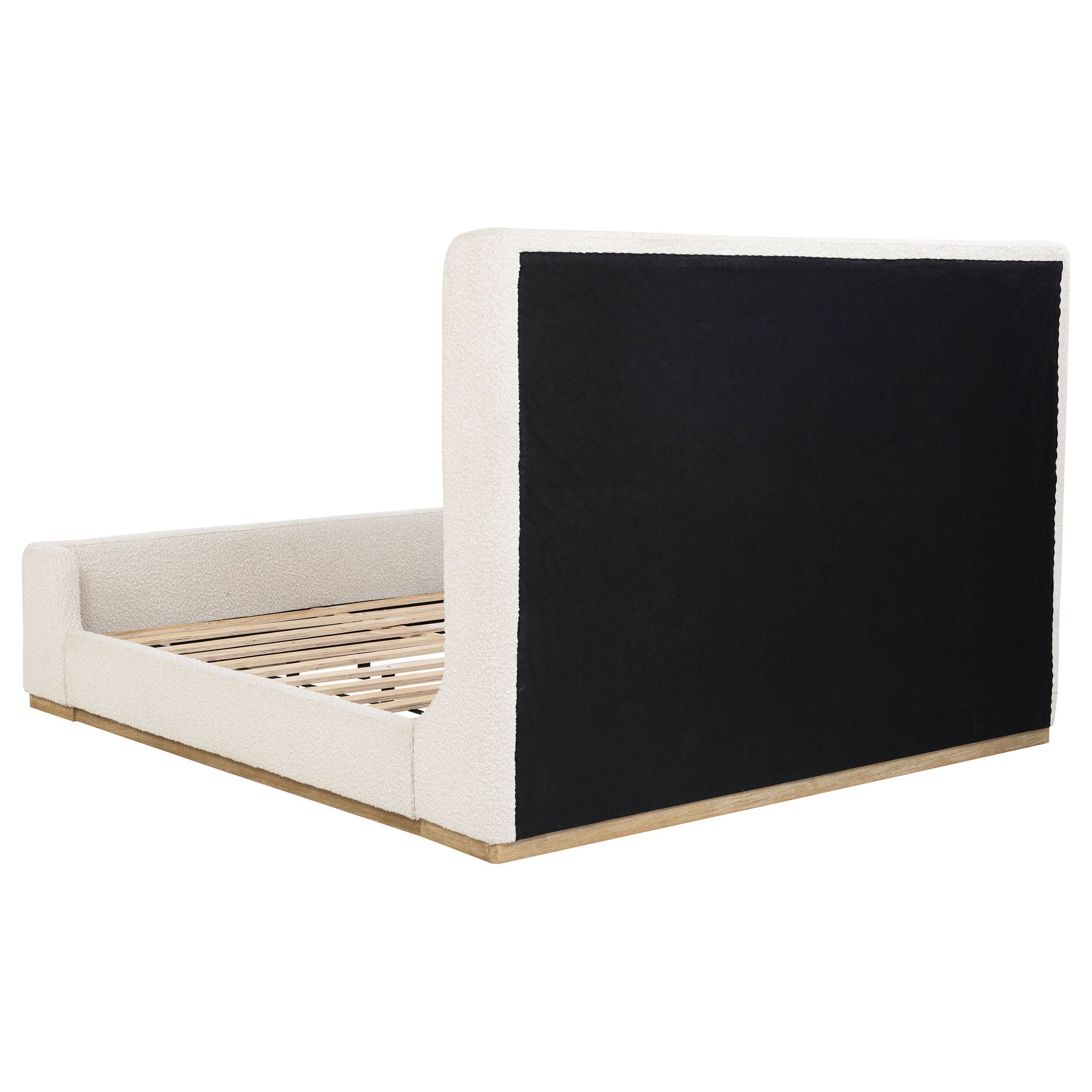 Nala Eastern King Bouclé Upholstered Platform Bed Cream