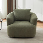 360° Swivel Barrel Sofa Chair With Throw Pillow, Upholstered Accent Chair