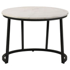 Miguel Round Marble Top Coffee Table White and Black