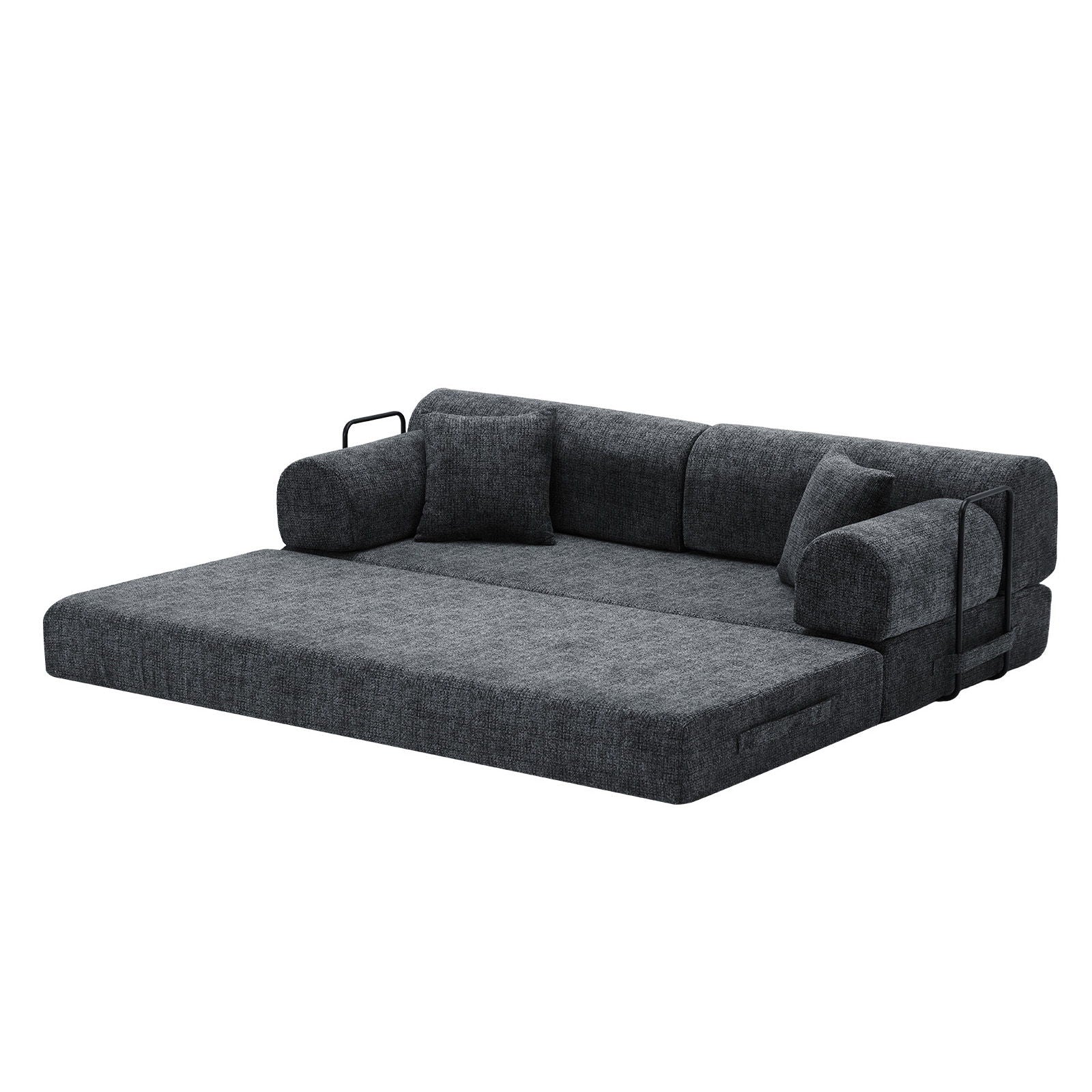 Modern 2 Tone Fabric Convertible Sleeper Sofa Bed