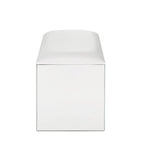 Nysa - Vanity Stool - Ivory Synthetic Leather , Mirrored & Faux Crystals